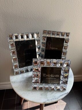 bebe Crystal Accent Photo Frame - Clear Faceted Border - set of 3